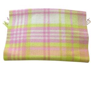 Anthropologie Maeve Pink Yellow Plaid Wool Scarf, New with Tags